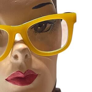 Betsey Johnson +2.50 Readers Reading Glasses Rounded Square Mustard Yellow Frame